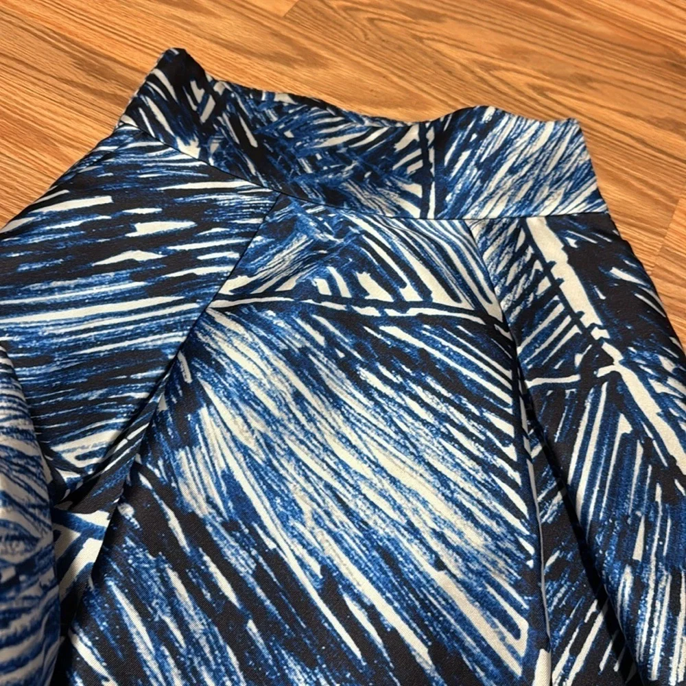 MILLY scribble print A-line midi skirt blue white size 4